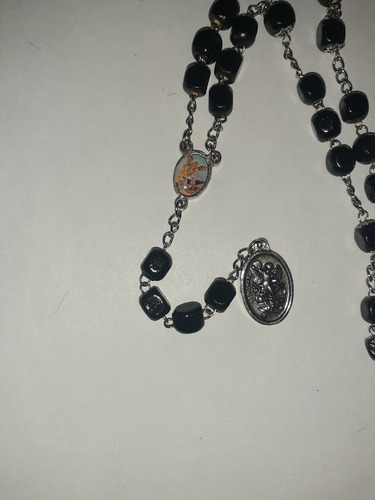 Unico Rosario Corona San Miguel Arcángel Cubos Madera Negra