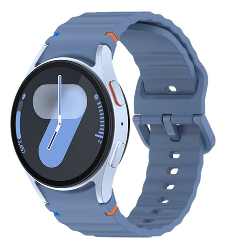 Pulseira Fecho Silicone Respirável Para Galaxy Watch 4 5 6 7 Cor Azul Acinzentado