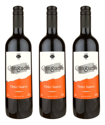 Kit 3 X Vinho Tinto Suave Tradicional 720ml - Canguera