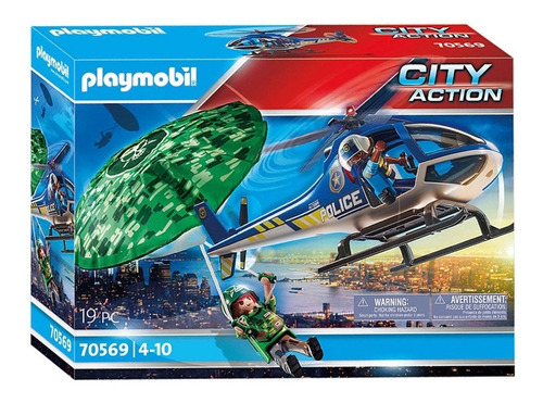 Playmobil 70569 Helicoptero Policia Persecucion Paracaidas