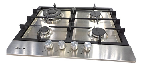 Tope De Cocina Hyundai 4 Hornillas 60cm A Gas Acero Inoxidab