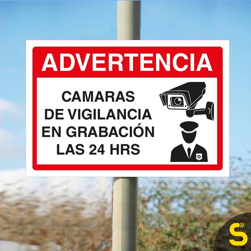 Señal Advertencia Cámaras De Vigilancia 30x20cm Metálica