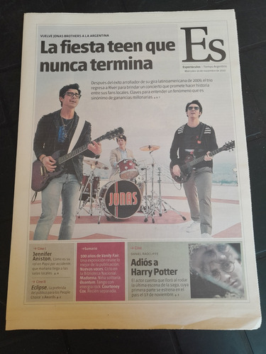 Suplemento Tiempo Espectáculos Jonas Brothers 10 11 2010