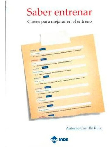 Saber Entrenar Claves Para Mejorar En El Entreno Antonio Carrillo Ruiz, De Antonio Carrillo Ruiz. Editorial Inde, Tapa Blanda En Español, 2021