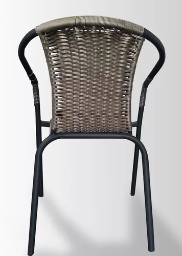 Imagen 5 de 8 de Silla Metal Y Rattan Sintético Jardín Exterior Chocolate
