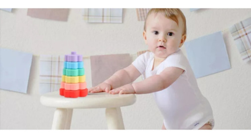 Juguete Papu Baby Torre Apilable De Silicón En Forma De Flor Color Colores Básicos