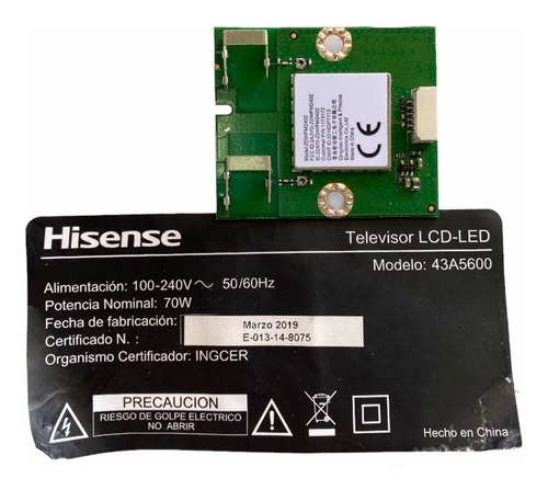 Tarjeta Wifi Televisor Hisense Modelo: 43a5600