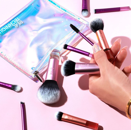 Set De Brochas De Maquillaje 10pcs Rosa