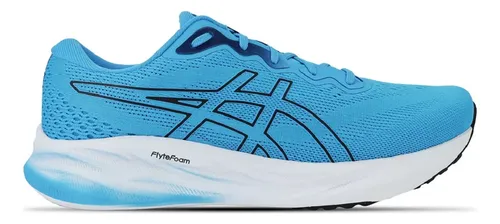 Detalhe do tênis ASICS Gel-Pulse 17 mostrando a tecnologia GEL visível no calcanhar