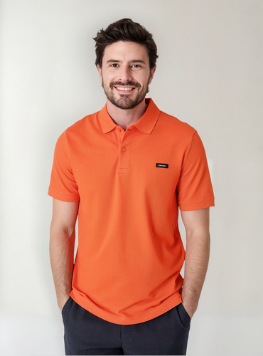 Polo Slim Button Naranja Calvin Klein