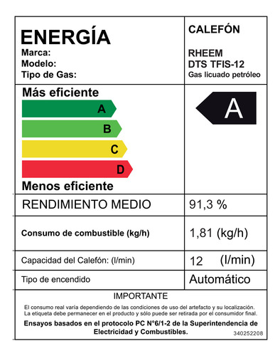 Pack Calefont Rheem 12l. T.forzado G.licuado + Kit