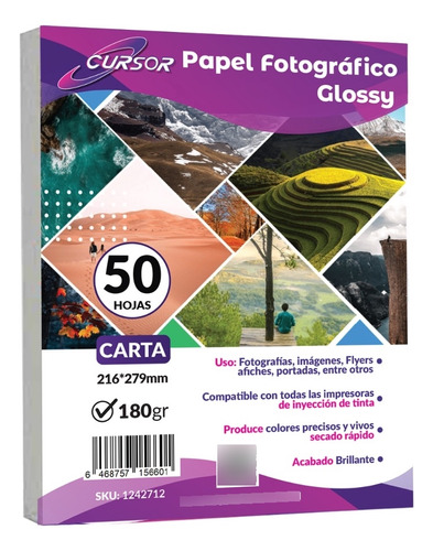 Papel Fotografico Glossy Brillante Carta De 180gr / 50 Hojas