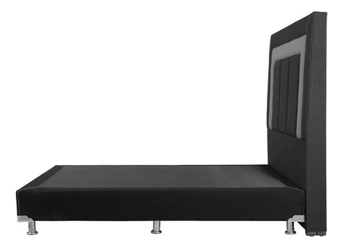 Cabecera Matrimonial Dicasa Bora + Box Black Negro - Gris