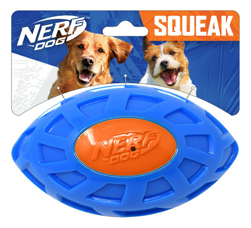 Nerf Dog 6in Tpr Exo Squeak Football - Blue/orange