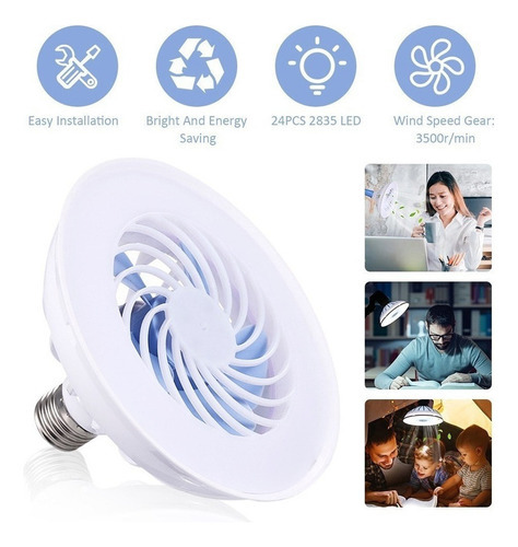 Lámpara De Techo Con Ventilador De Doble Propósito, 2 Unidad Color White*2