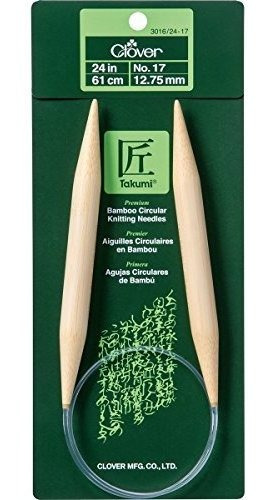 Clover Bamboo Circular Knitting Needles 24in- No.17, 24 