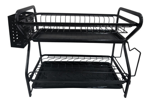 Imagen 3 de 4 de Escurridor Secaplatos Premium Negro Metal 2 Pisos - Sheshu