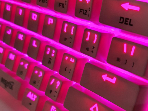 Teclado Gamer Qwerty Color Rosa Con Luz Rgb Nisuta Rosa Español España