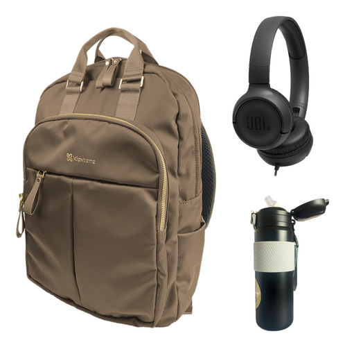 Combo Mochila De Viaje Auriculares Jbl 500 Botella Termica N