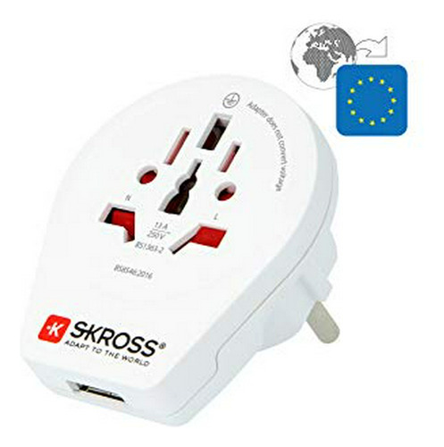 Adaptador De Viaje Usb A Europa En Blanco