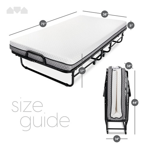 Cama Plegable Deluxe Individual Con Colchón De Espuma Blanco Nombre Del Diseño