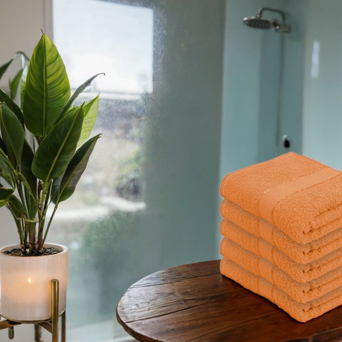 Gila Toalla Para Manos De Algodón Essentials I Paquete De 5 Color Coral Lisa