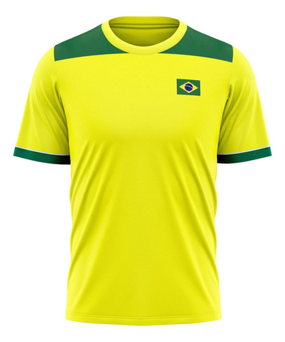Camiseta Braziline Terena Brasil Infantil - Amarelo E Verde