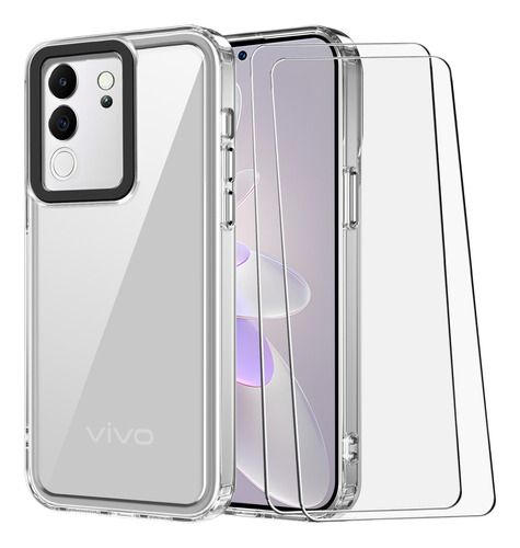 Uso Rudo Crystal Case Funda Para Vivo V30 Lite +2 Micas