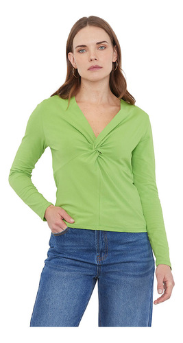 Polera Mujer Nudo Verde Corona