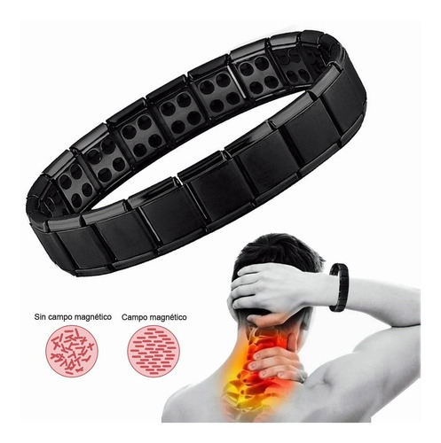 Pulsera Brazalete Acero Titanio Hombre Terapia Imanes Moda Diámetro 1.3 Cm Largo 19 Cm