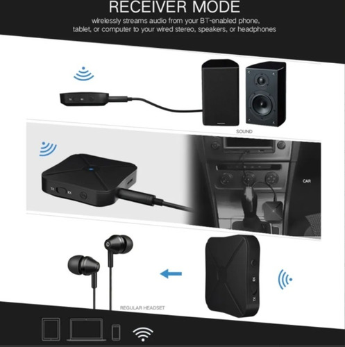 Receptor Transmisor Bluetooth 4.2 Con Cables Auxiliar + Rca