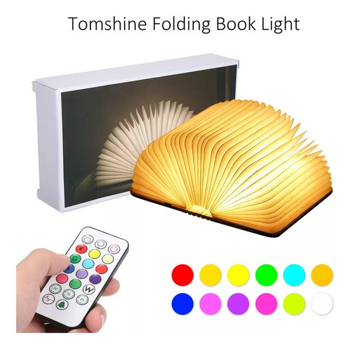 Tomshine Usb Recarregável Mini Folding Livro Luz 12 Cores