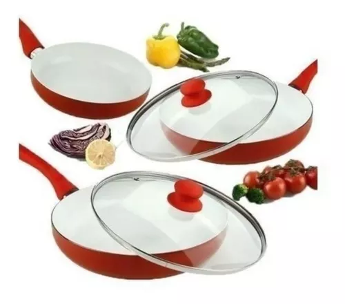 Juego Sartenes Cerámica Ceramic Pan 5 Piezas Rojo