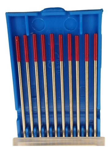 10x Electrodo De Tungsteno Tig Punta Roja 1.6x175mm Rojo