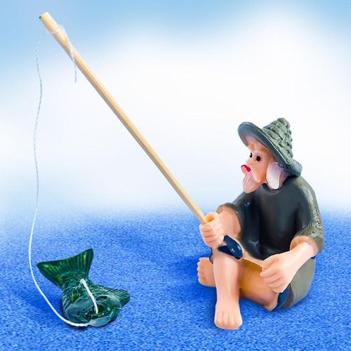 As Estatueta Em Miniatura De Pescador Para Casa De Bonecas,