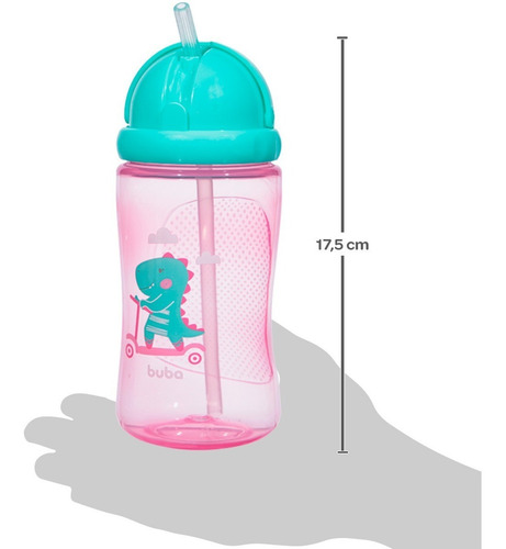Garrafa Copo Infantil Buba Com Canudo Silicone 340ml