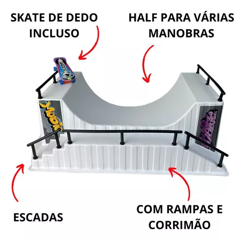 Pista rampa skate de dedo Ilustrada Finger Board Mini Skate Half