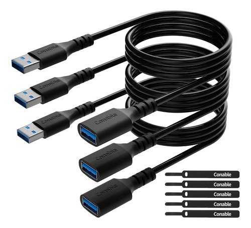 Cable De Extensin Usb 3.0 De 4 Pies (paquete De 3), Cable Us