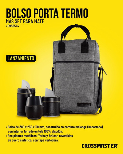 Imagen 3 de 10 de Bolso Matero Porta Termo + Set Para Mate Crossmaster Mochila