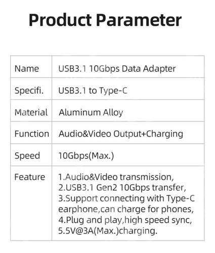 Adaptador Extension Usb A Hembra - Usb C Hembra 3.1 10gbps