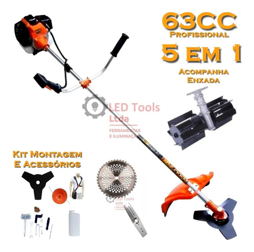 Imagem 1 de 6 de Roçadeira Multifuncional 5 Em 1 3hp 63cc Com Enxada Rotativa
