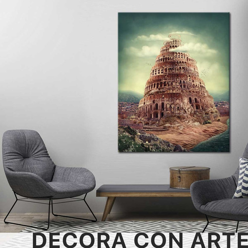 Cuadro Torre De Babel Elegante Vertica Canvas Elegante 90x60