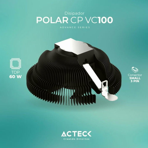 Acteck Disipador Cpu Polar Cp Vc100 80mm Lga 1700 Am5 2200