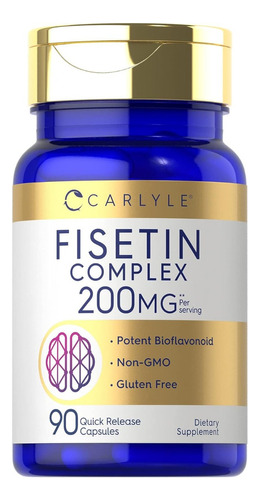 Fisetin Complejo De Fisetina 200 Mg 90 Caps. Hecho En Usa Sabor S/n