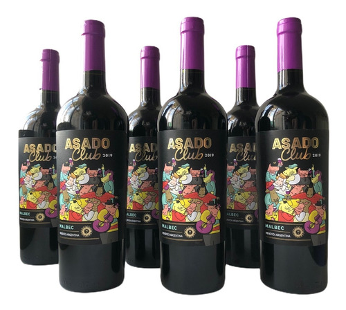 Vino Tinto Asado Club Malbec Caja 6 Botellas 750ml