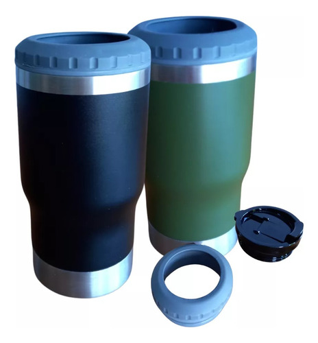 Copo Térmico 420ml Suporte Long Neck Latinha Latão E Abridor Preto Vermelho Azul Verde Lisa