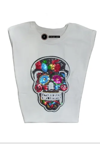 Playera de calavera con lentejuelas sale