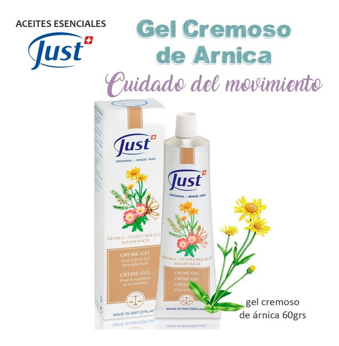 Gel Cremoso De Árnica 60g Swiss Just Original Envio Gratis