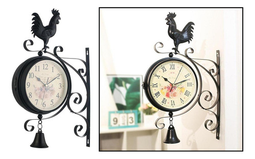 Reloj De Pared De Dos Cara, Reloj De Estación Vintage De