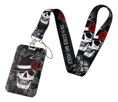 Lanyard De Calavera Negra Insignias De Identificación ...